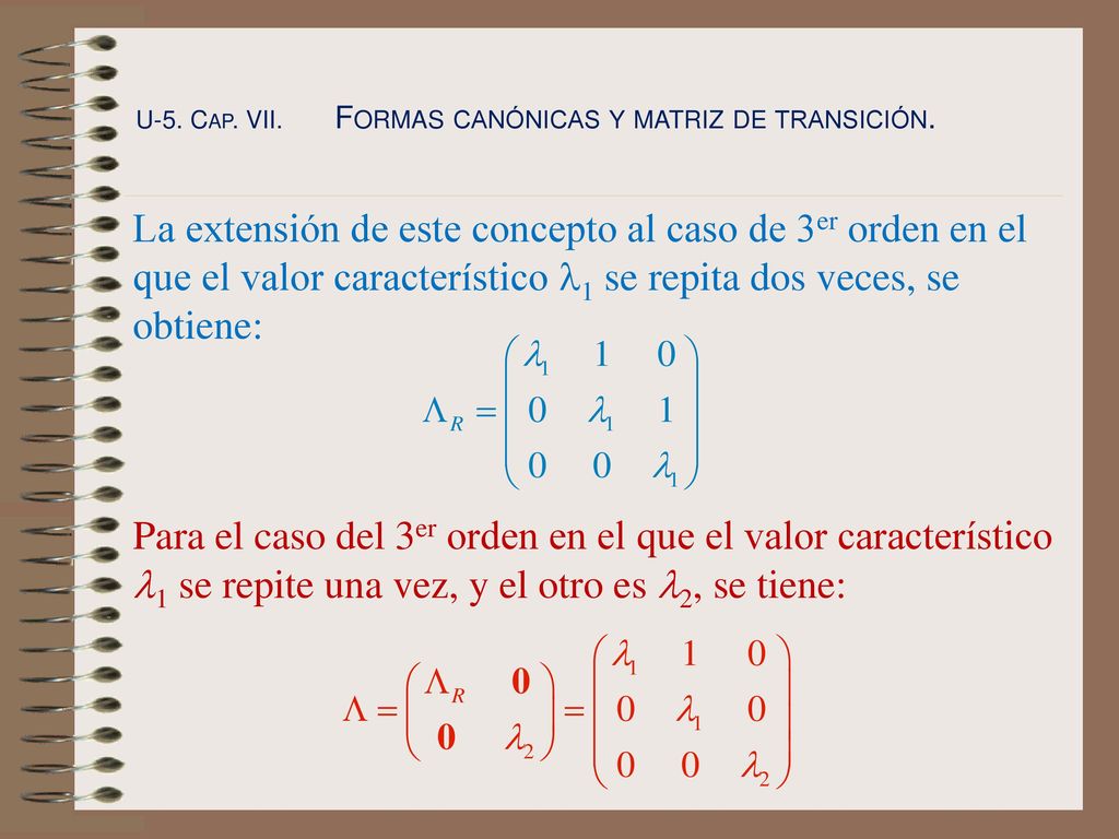 U-5. Cap. VII. Formas canónicas y matriz de transición.