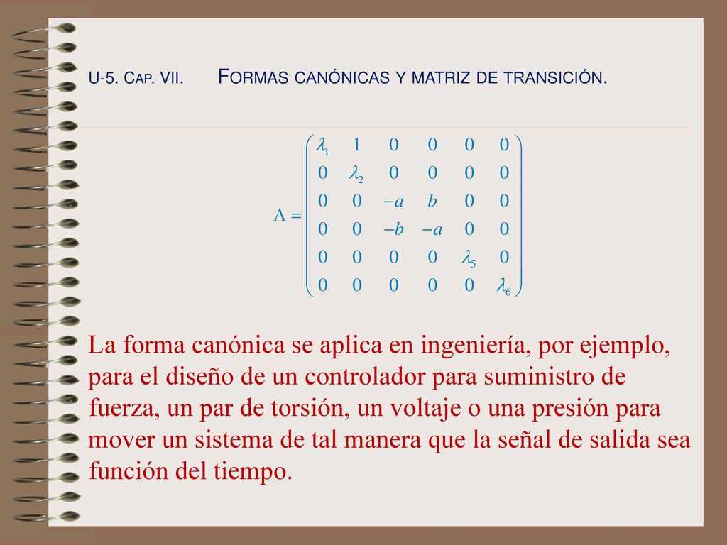 U-5. Cap. VII. Formas canónicas y matriz de transición.