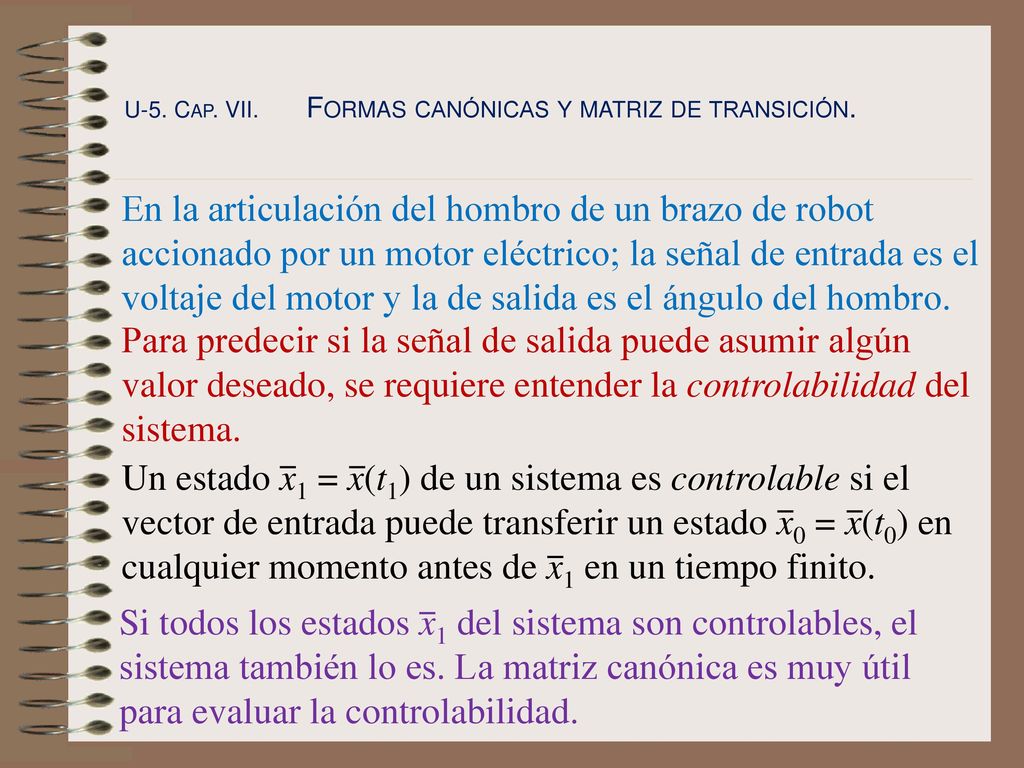 U-5. Cap. VII. Formas canónicas y matriz de transición.