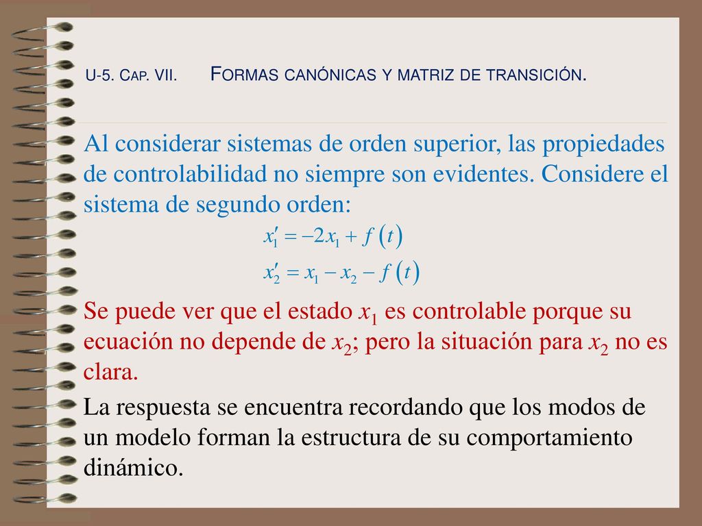 U-5. Cap. VII. Formas canónicas y matriz de transición.