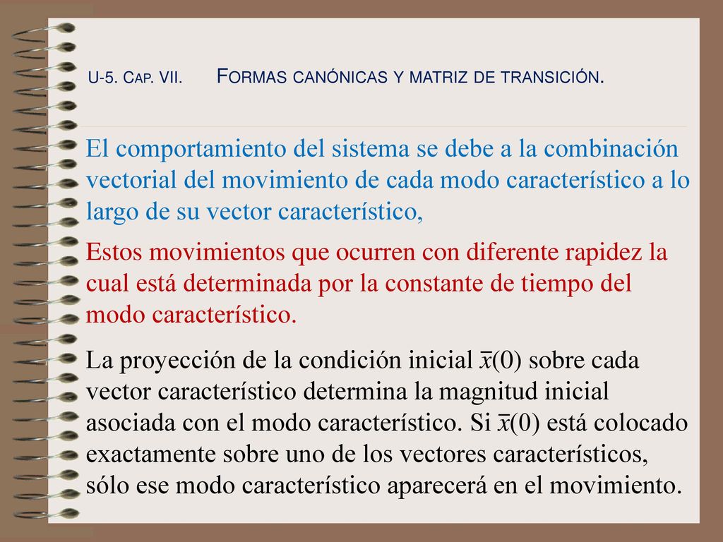 U-5. Cap. VII. Formas canónicas y matriz de transición.