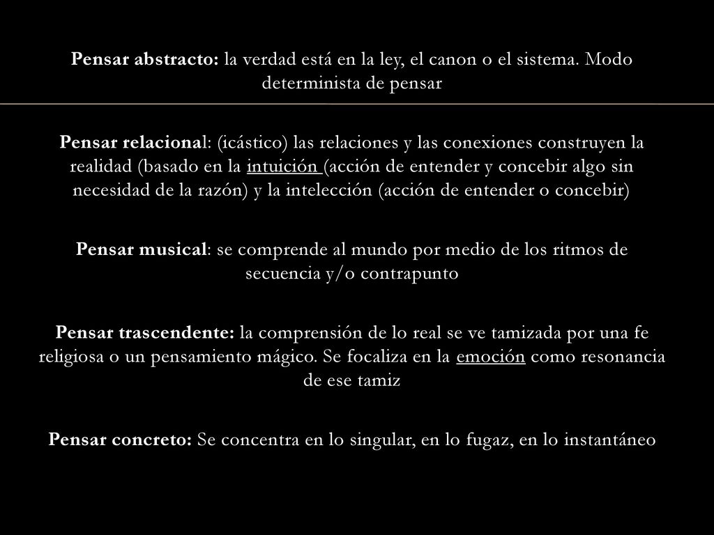 Pensar abstracto: la verdad está en la ley, el canon o el sistema