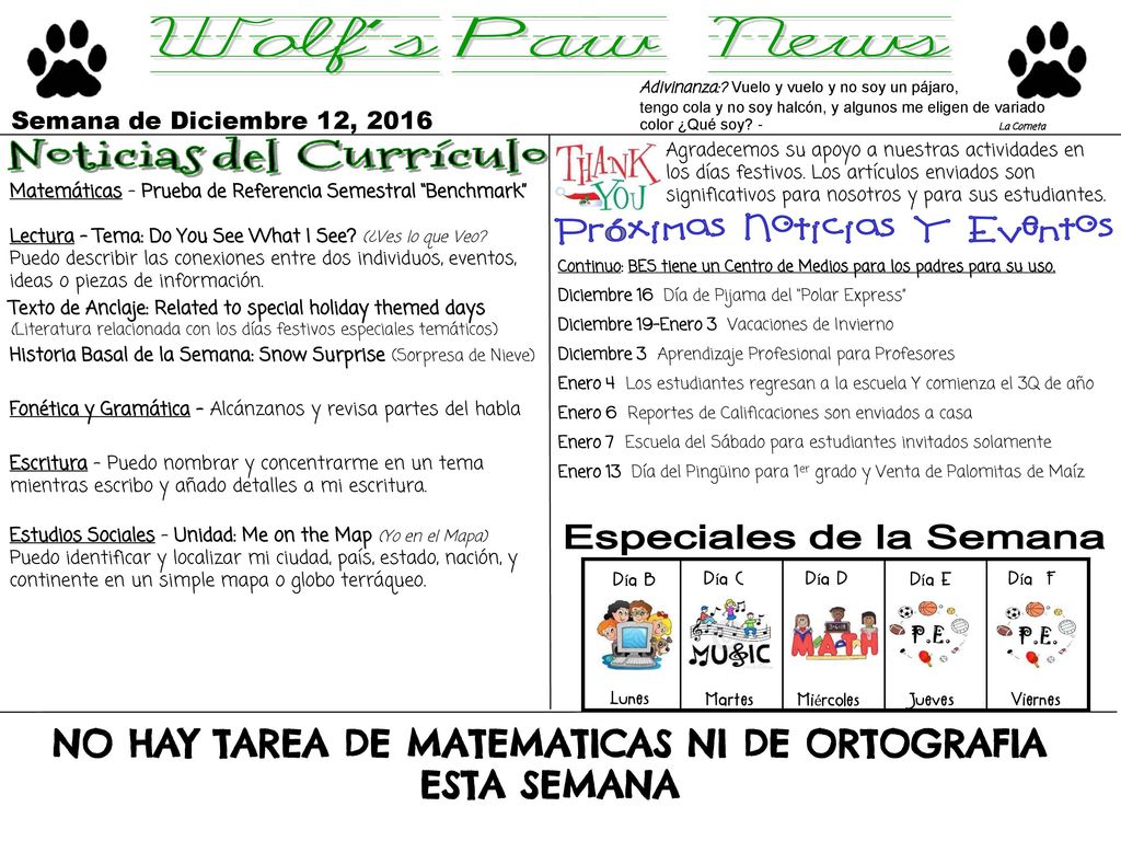 NO HAY TAREA DE MATEMATICAS NI DE ORTOGRAFIA ESTA SEMANA