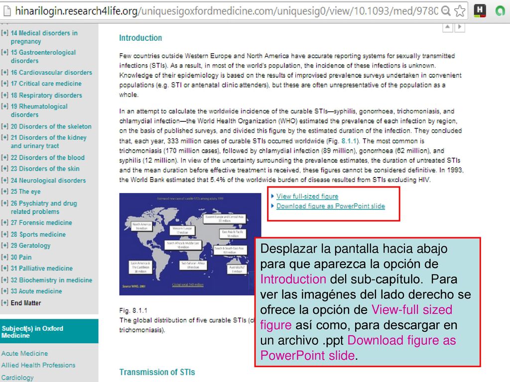 Desplazar la pantalla hacia abajo para que aparezca la opción de Introduction del sub-capítulo.