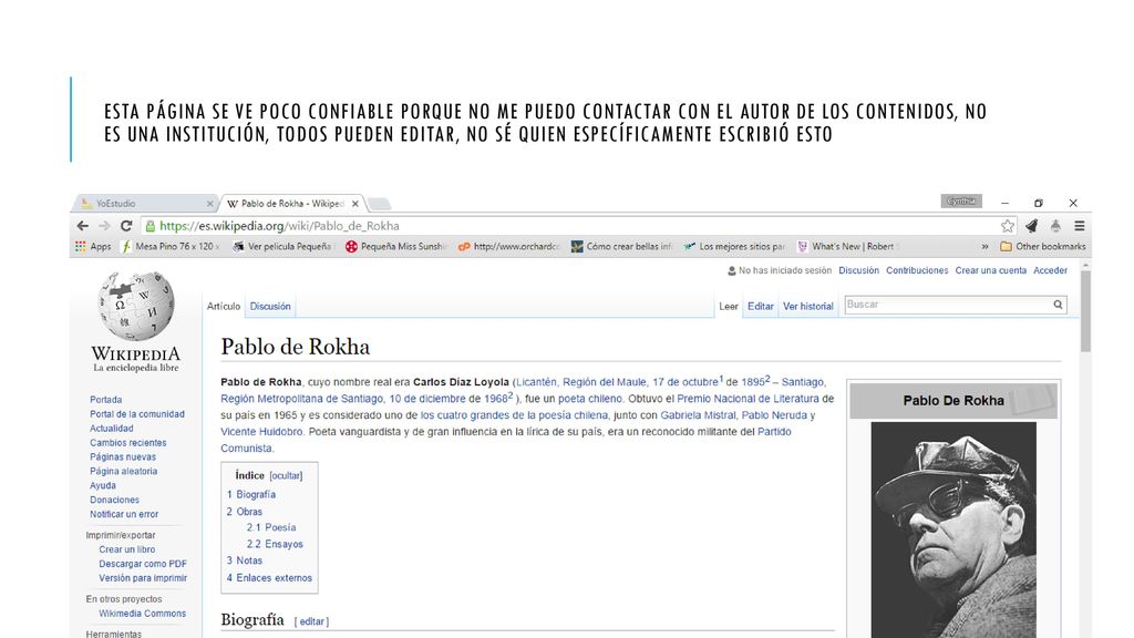 Esta página se ve poco confiable porque no me puedo contactar con el autor de los contenidos, no es una institución, todos pueden editar, no sé quien específicamente escribió esto