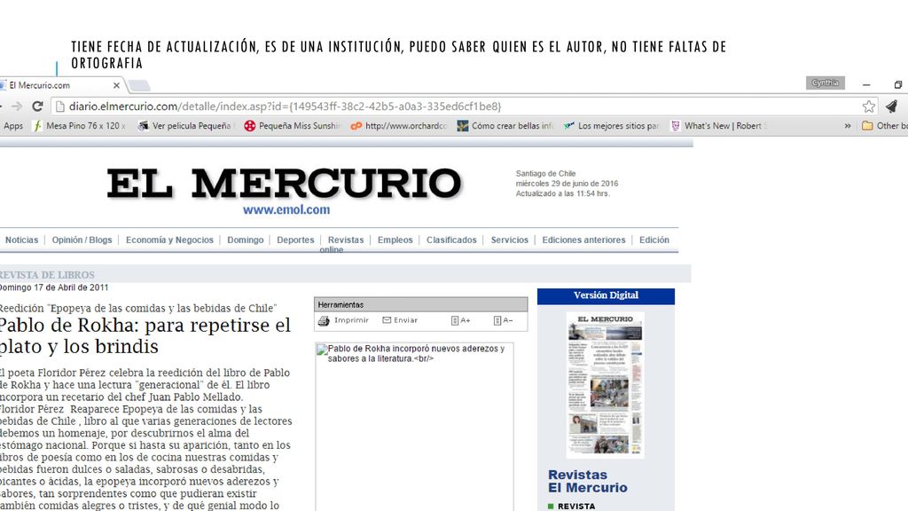 Tiene fecha de actualización, es de una institución, puedo saber quien es el autor, no tiene faltas de ortografia