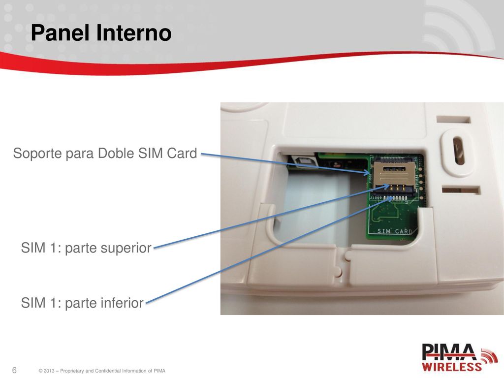 Panel Interno Soporte para Doble SIM Card SIM 1: parte superior