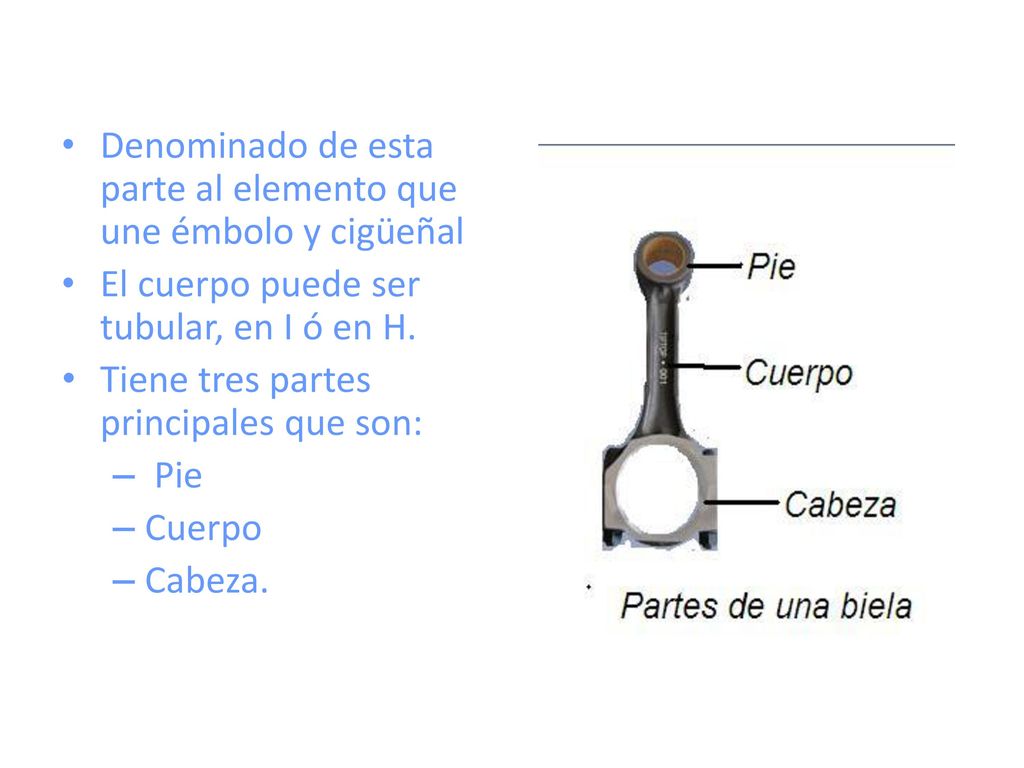 Denominado de esta parte al elemento que une émbolo y cigüeñal