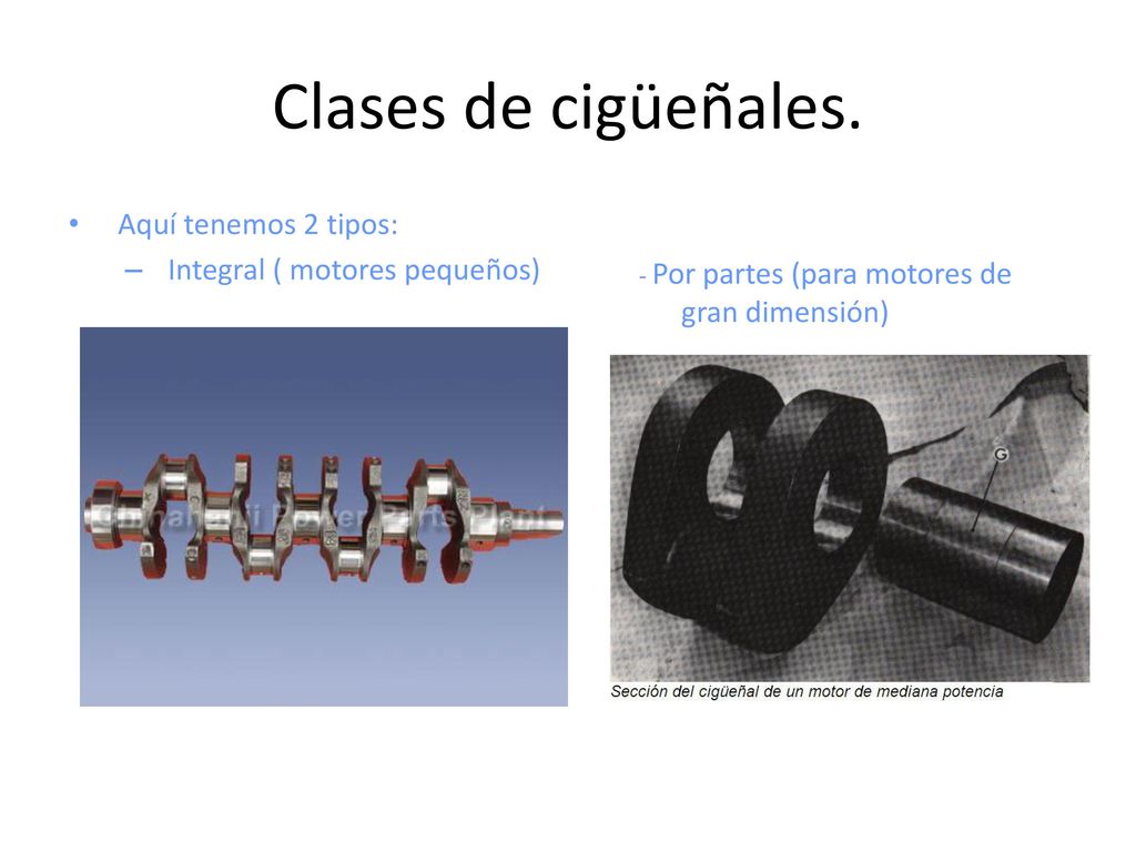 Clases de cigüeñales. Aquí tenemos 2 tipos: