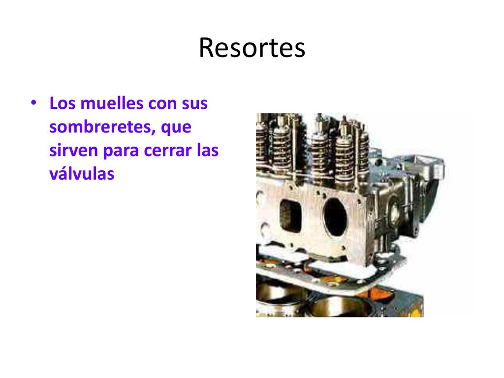 Resortes Los muelles con sus sombreretes, que sirven para cerrar las válvulas