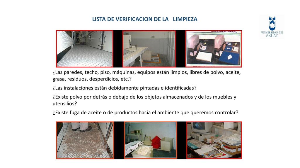 LISTA DE VERIFICACION DE LA LIMPIEZA