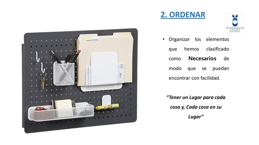 Tener un Lugar para cada cosa y, Cada cosa en su Lugar