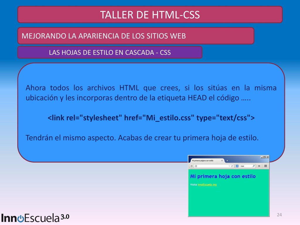 <link rel= stylesheet href= Mi_estilo.css type= text/css >