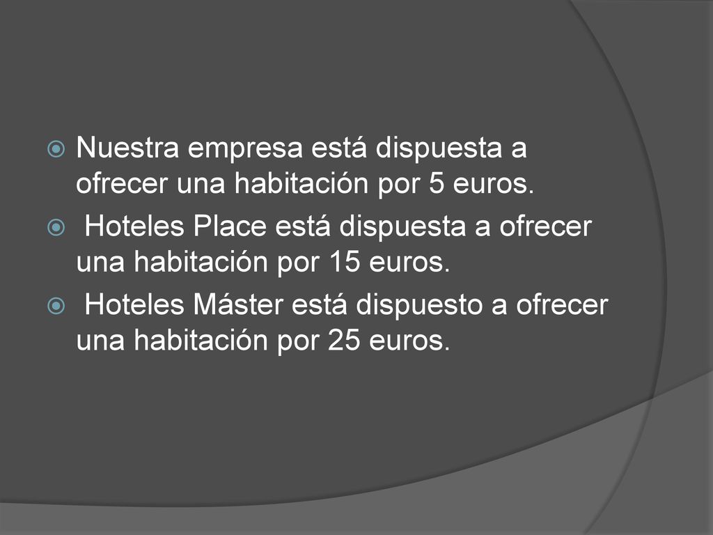 Nuestra empresa está dispuesta a ofrecer una habitación por 5 euros.