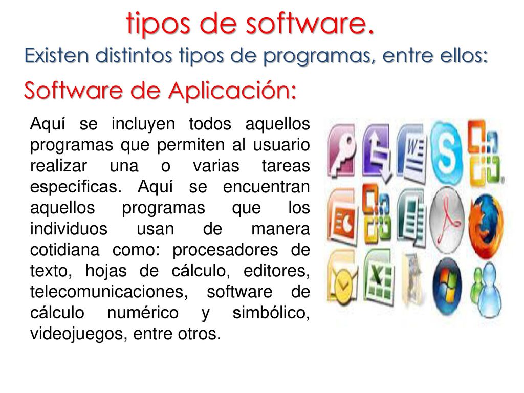 tipos de software. Software de Aplicación: