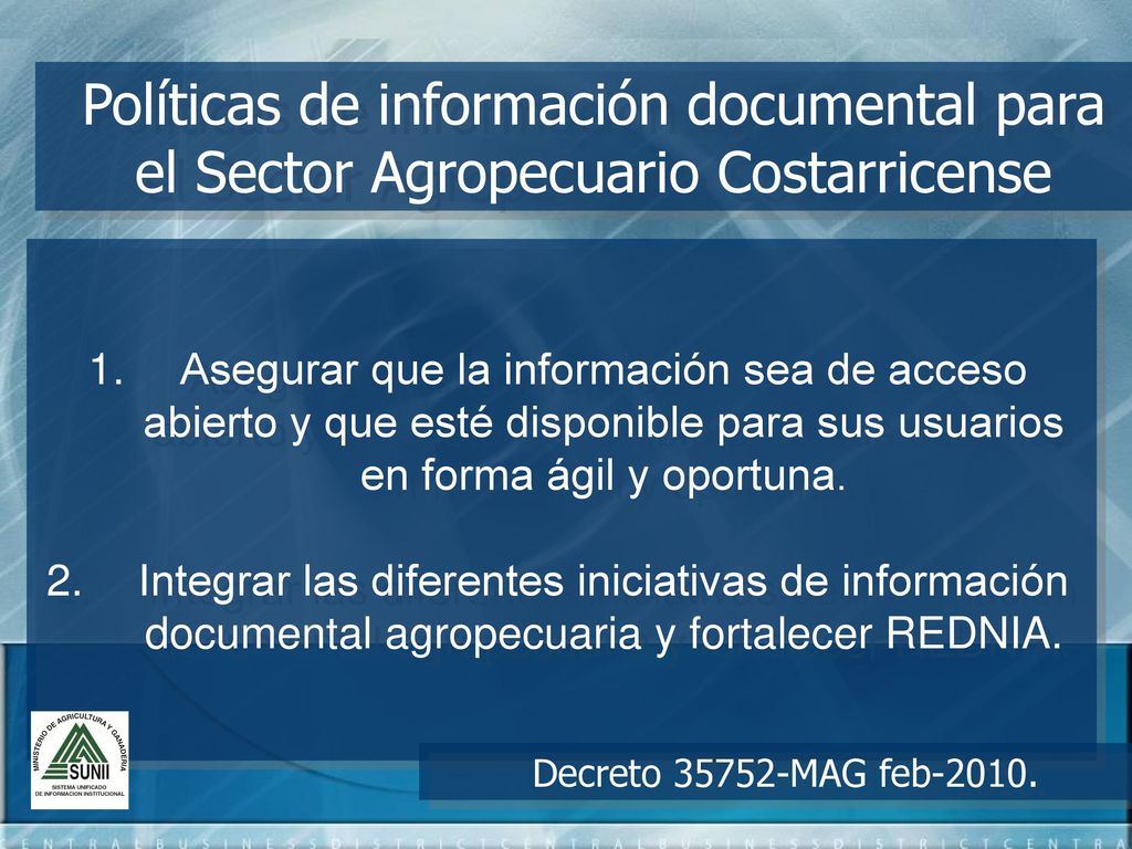 Políticas de información documental para el Sector Agropecuario Costarricense