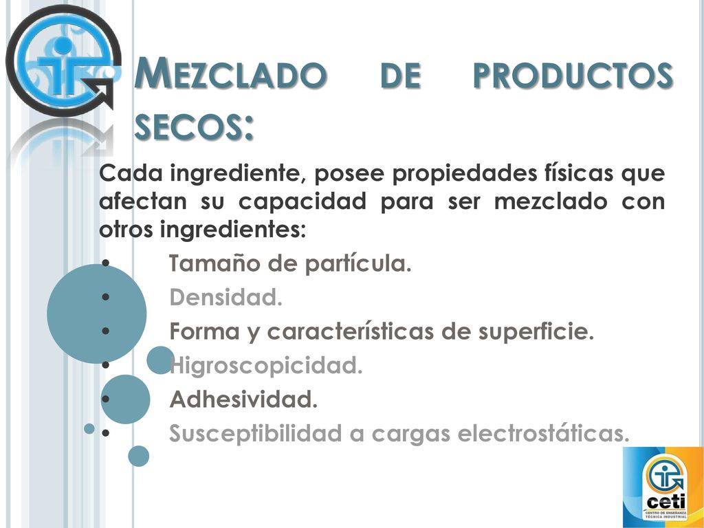 Mezclado de productos secos: