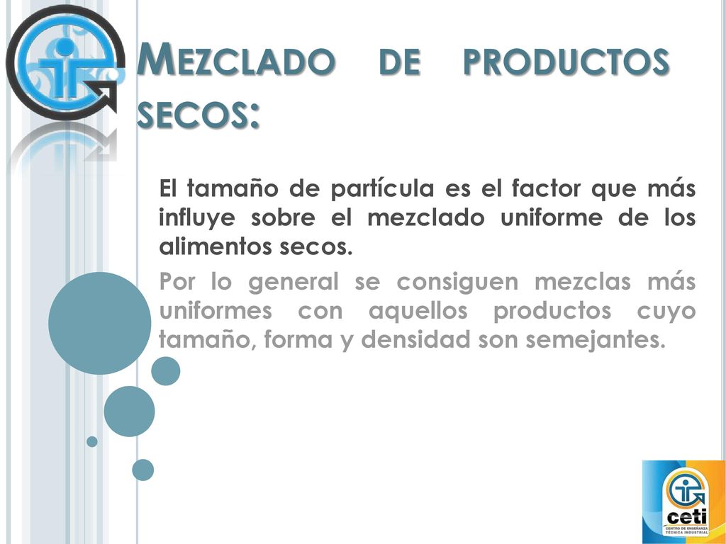 Mezclado de productos secos: