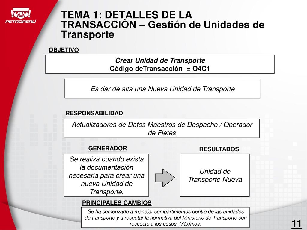 TEMA 1: DETALLES DE LA TRANSACCIÓN – Gestión de Unidades de Transporte