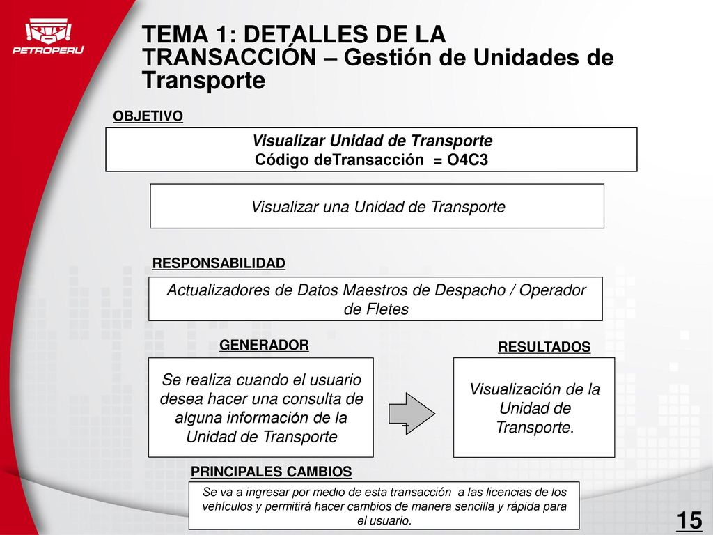 TEMA 1: DETALLES DE LA TRANSACCIÓN – Gestión de Unidades de Transporte