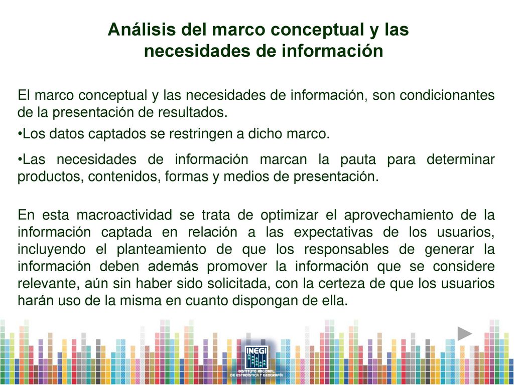Análisis del marco conceptual y las necesidades de información