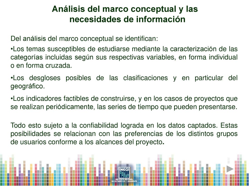 Análisis del marco conceptual y las necesidades de información