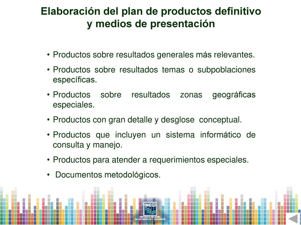 Elaboración del plan de productos definitivo y medios de presentación