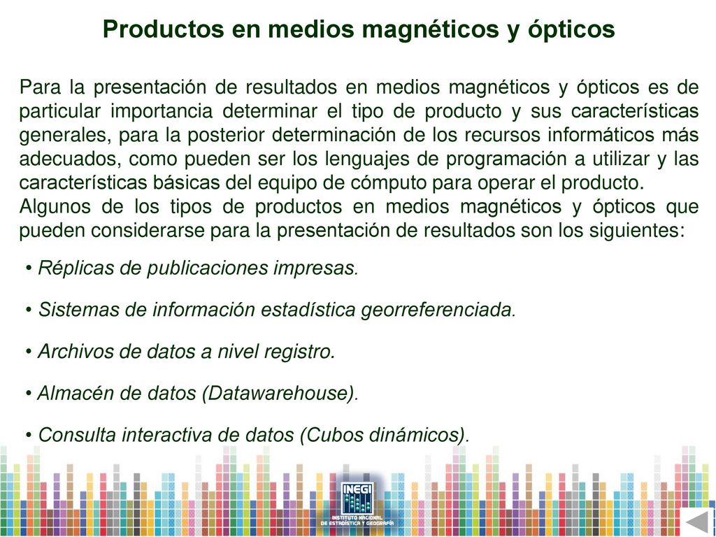 Productos en medios magnéticos y ópticos