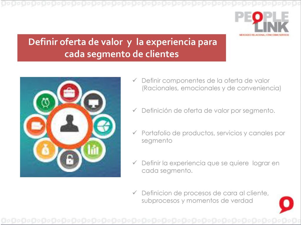 Definir oferta de valor y la experiencia para cada segmento de clientes