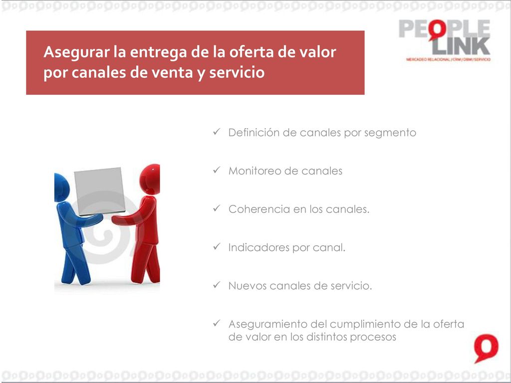 Asegurar la entrega de la oferta de valor por canales de venta y servicio