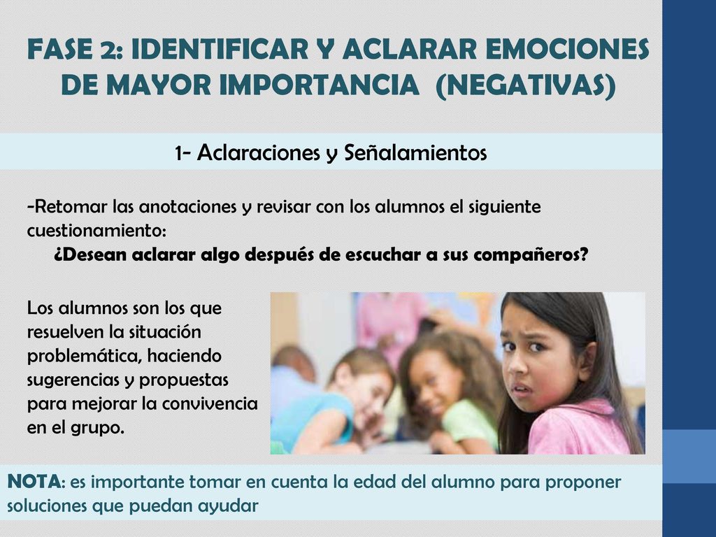 FASE 2: IDENTIFICAR Y ACLARAR EMOCIONES DE MAYOR IMPORTANCIA (NEGATIVAS)