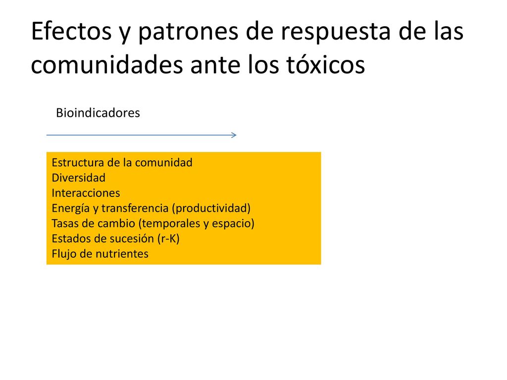 Efectos y patrones de respuesta de las comunidades ante los tóxicos