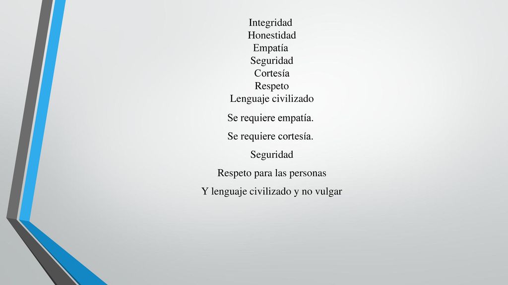 Respeto para las personas Y lenguaje civilizado y no vulgar