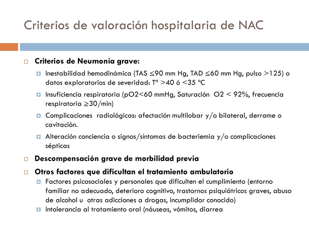 Etiología de neumonía adquirida en la comunidad Según la severidad