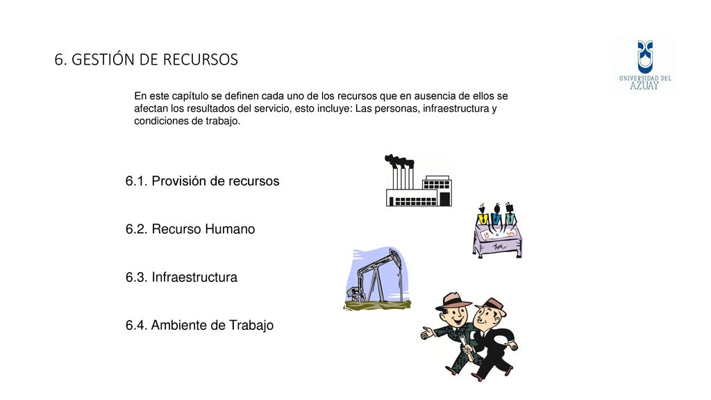 6. GESTIÓN DE RECURSOS 6.1. Provisión de recursos 6.2. Recurso Humano
