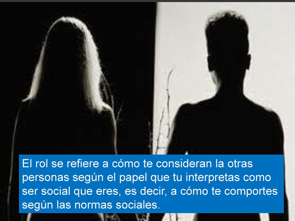 El rol se refiere a cómo te consideran la otras personas según el papel que tu interpretas como ser social que eres, es decir, a cómo te comportes según las normas sociales.