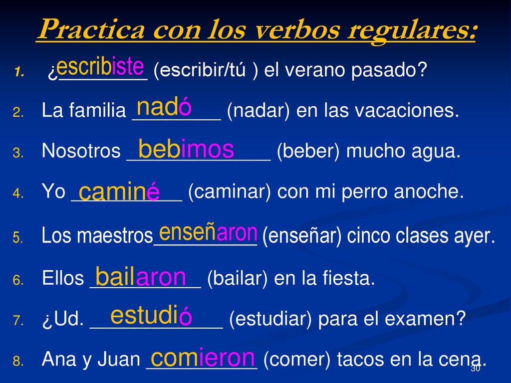Práctica con los verbos -CAR, -GAR, y –ZAR en el pretérito: