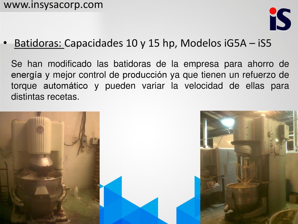 Batidoras: Capacidades 10 y 15 hp, Modelos iG5A – iS5
