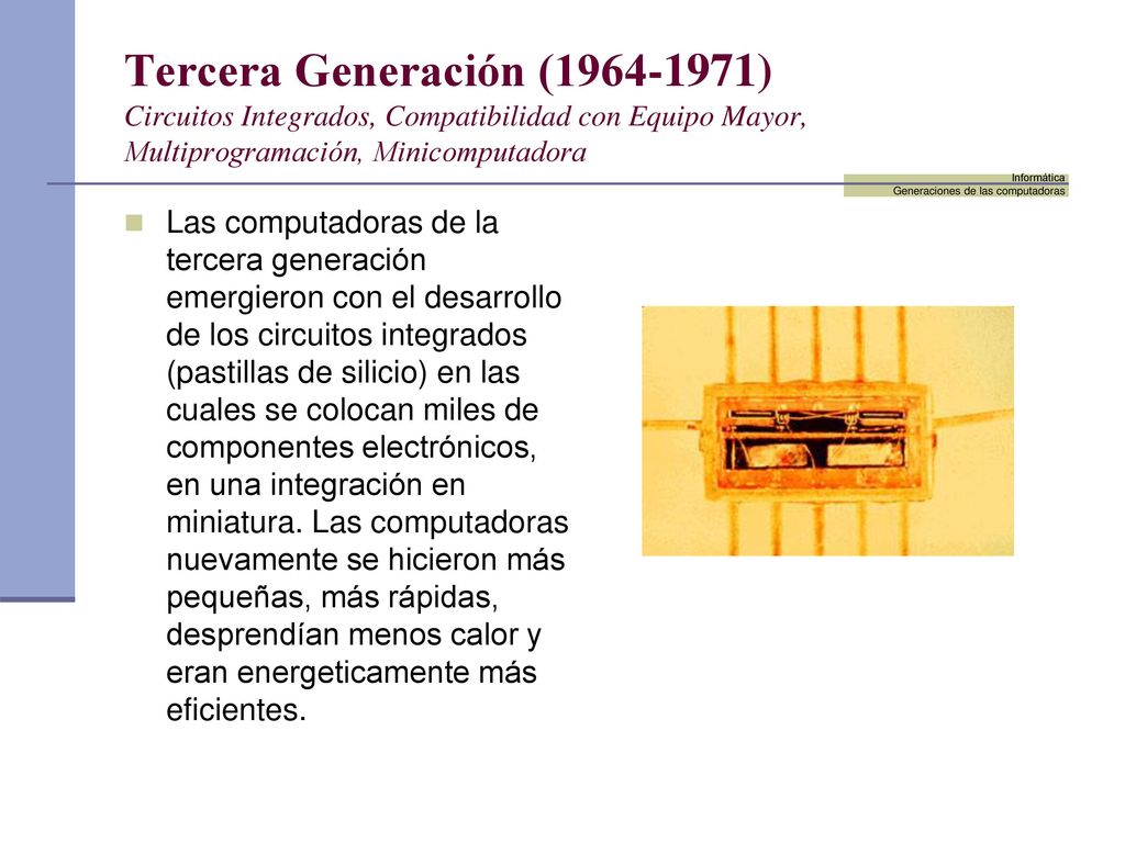 Tercera Generación ( ) Circuitos Integrados, Compatibilidad con Equipo Mayor, Multiprogramación, Minicomputadora