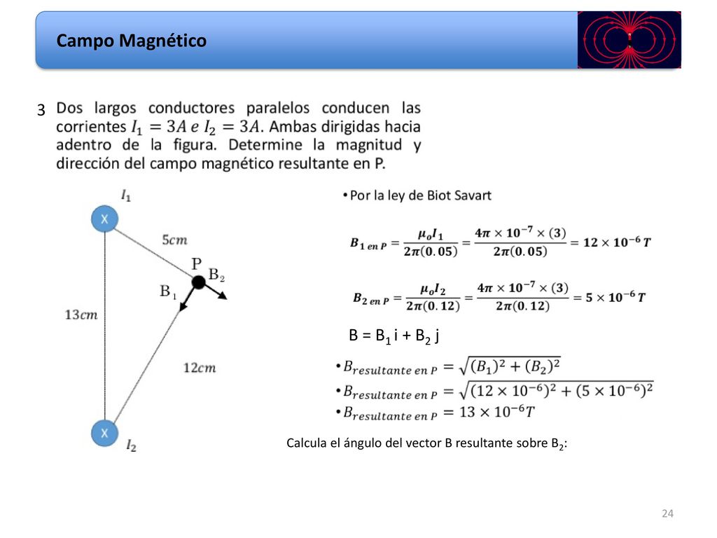 Campo Magnético 3 B = B1 i + B2 j