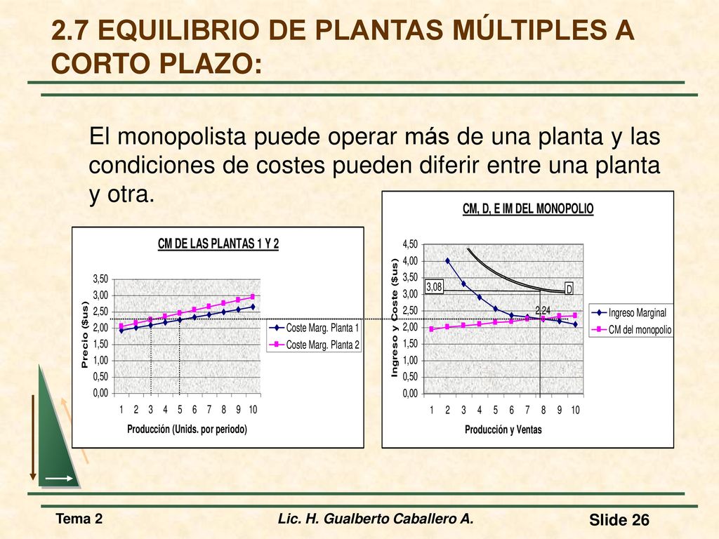 2.7 EQUILIBRIO DE PLANTAS MÚLTIPLES A CORTO PLAZO: