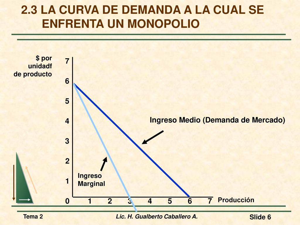 2.3 LA CURVA DE DEMANDA A LA CUAL SE ENFRENTA UN MONOPOLIO