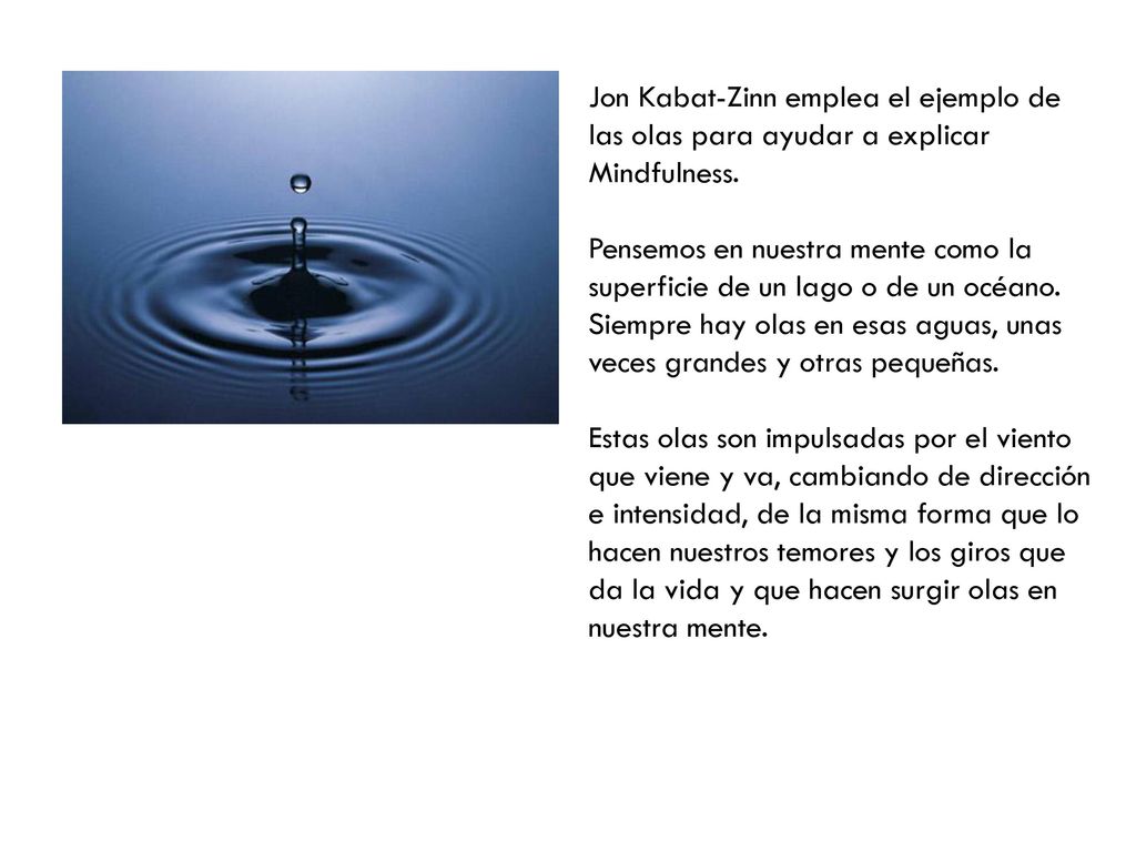 Jon Kabat-Zinn emplea el ejemplo de las olas para ayudar a explicar Mindfulness.
