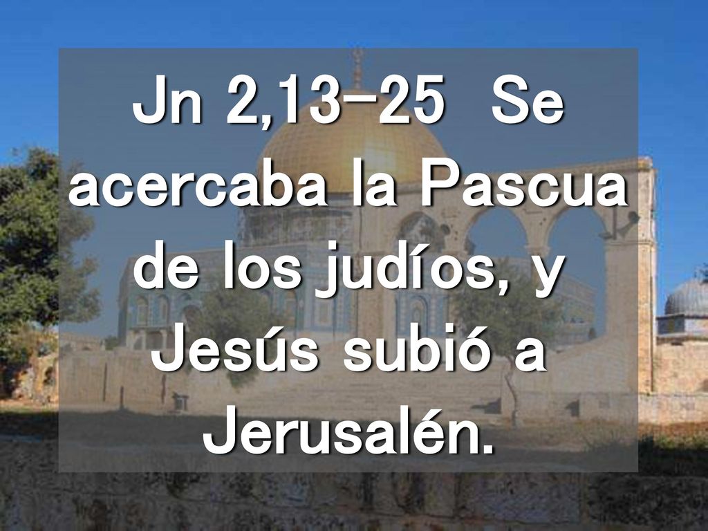 Jn 2,13-25 Se acercaba la Pascua de los judíos, y Jesús subió a Jerusalén.