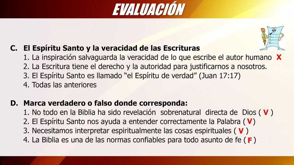 EVALUACIÓN C. El Espíritu Santo y la veracidad de las Escrituras