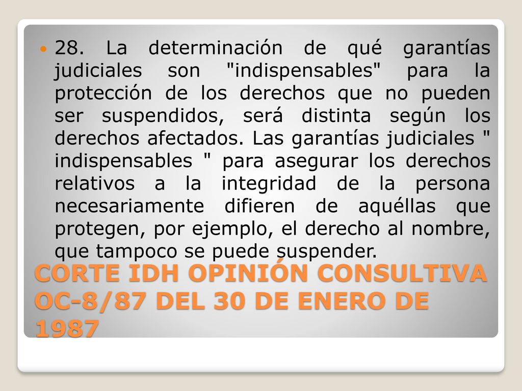 CORTE IDH OPINIÓN CONSULTIVA OC-8/87 DEL 30 DE ENERO DE 1987