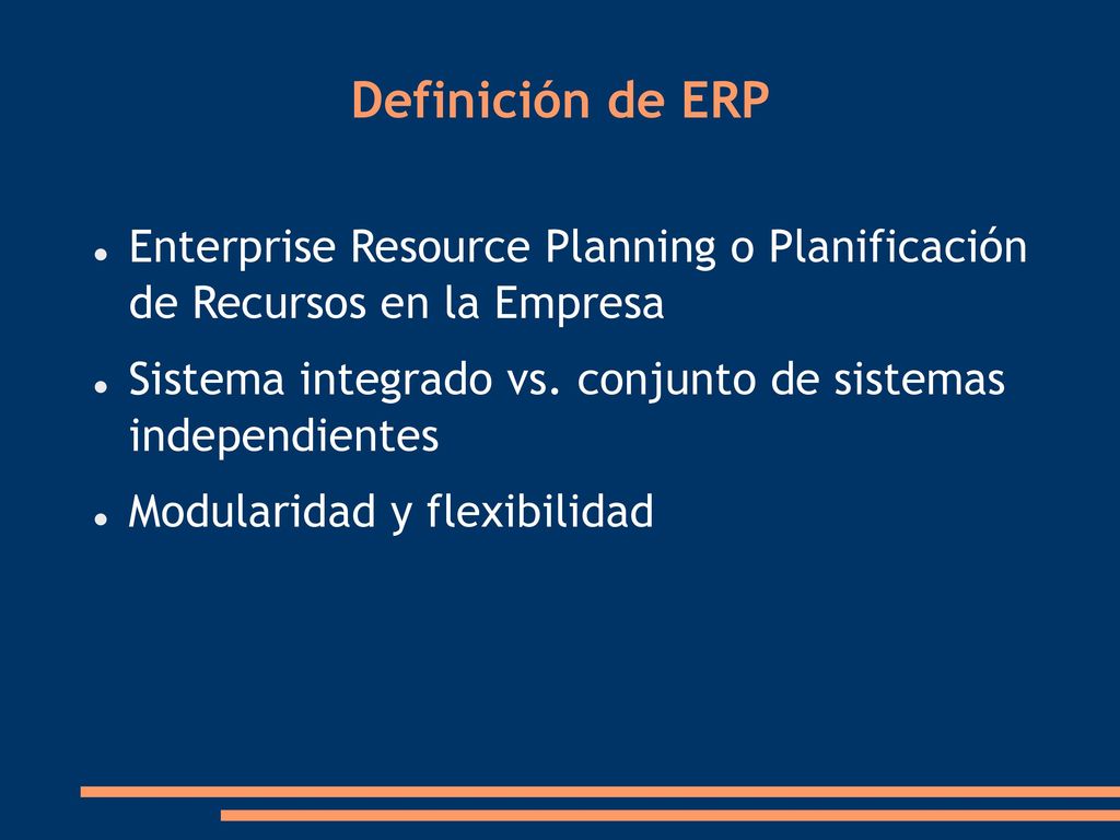 Definición de ERP Enterprise Resource Planning o Planificación de Recursos en la Empresa.