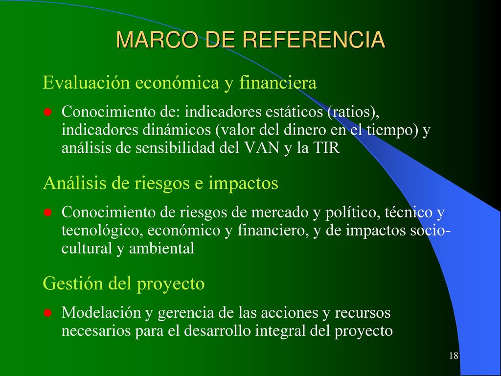 MARCO DE REFERENCIA Evaluación económica y financiera
