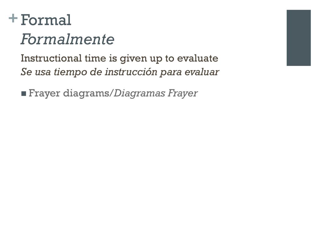 Formal Formalmente Instructional time is given up to evaluate