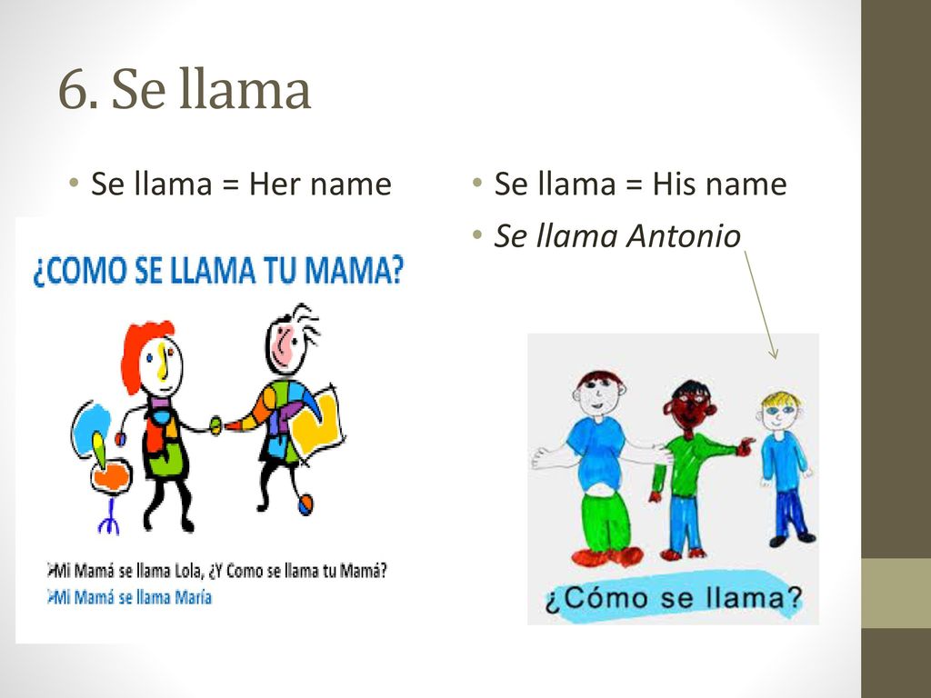 6. Se llama Se llama = Her name Se llama = His name Se llama Antonio
